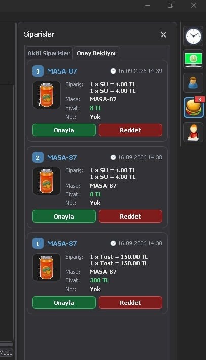 EveryCafe 1.0.237 - 7 - Client Siparişleri İçin Yeni Onay Yöntemi Eklendi
