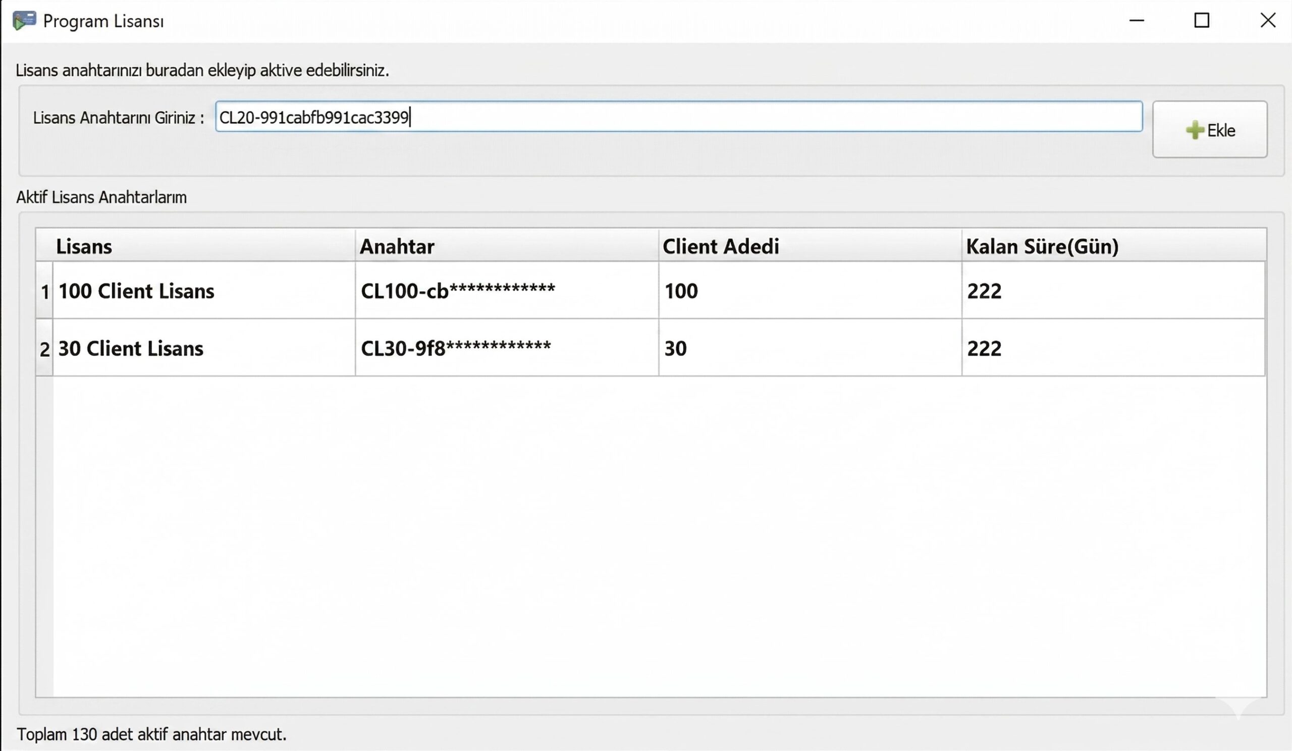EveryCafe program lisansı ekleme ekranı