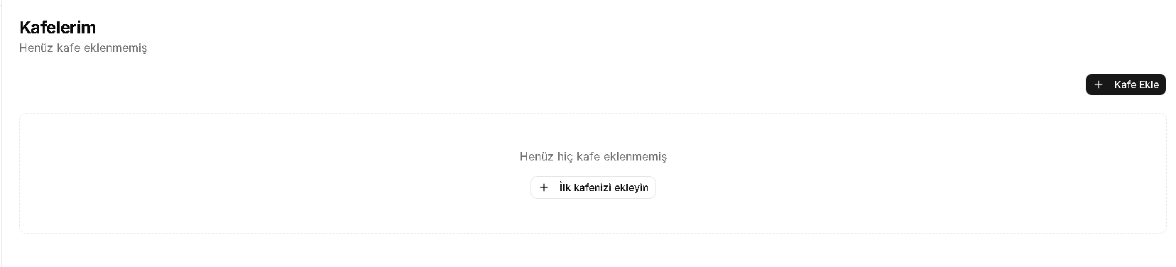 EveryCafe Web Panel kafe ekleme ekranı