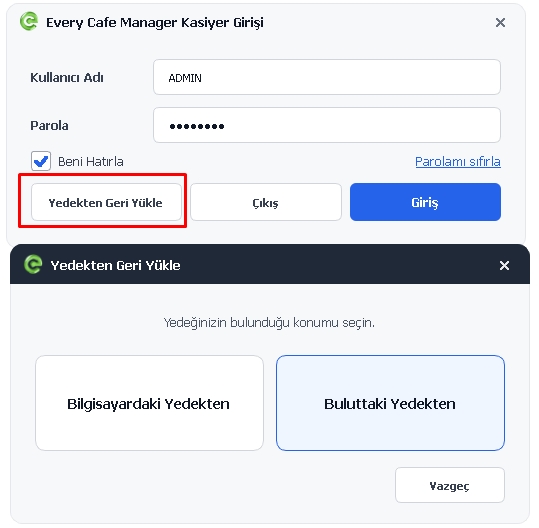 Yedekten Geri Yükle