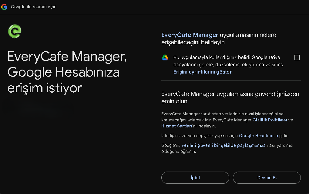Google Drive Yetkilendirme