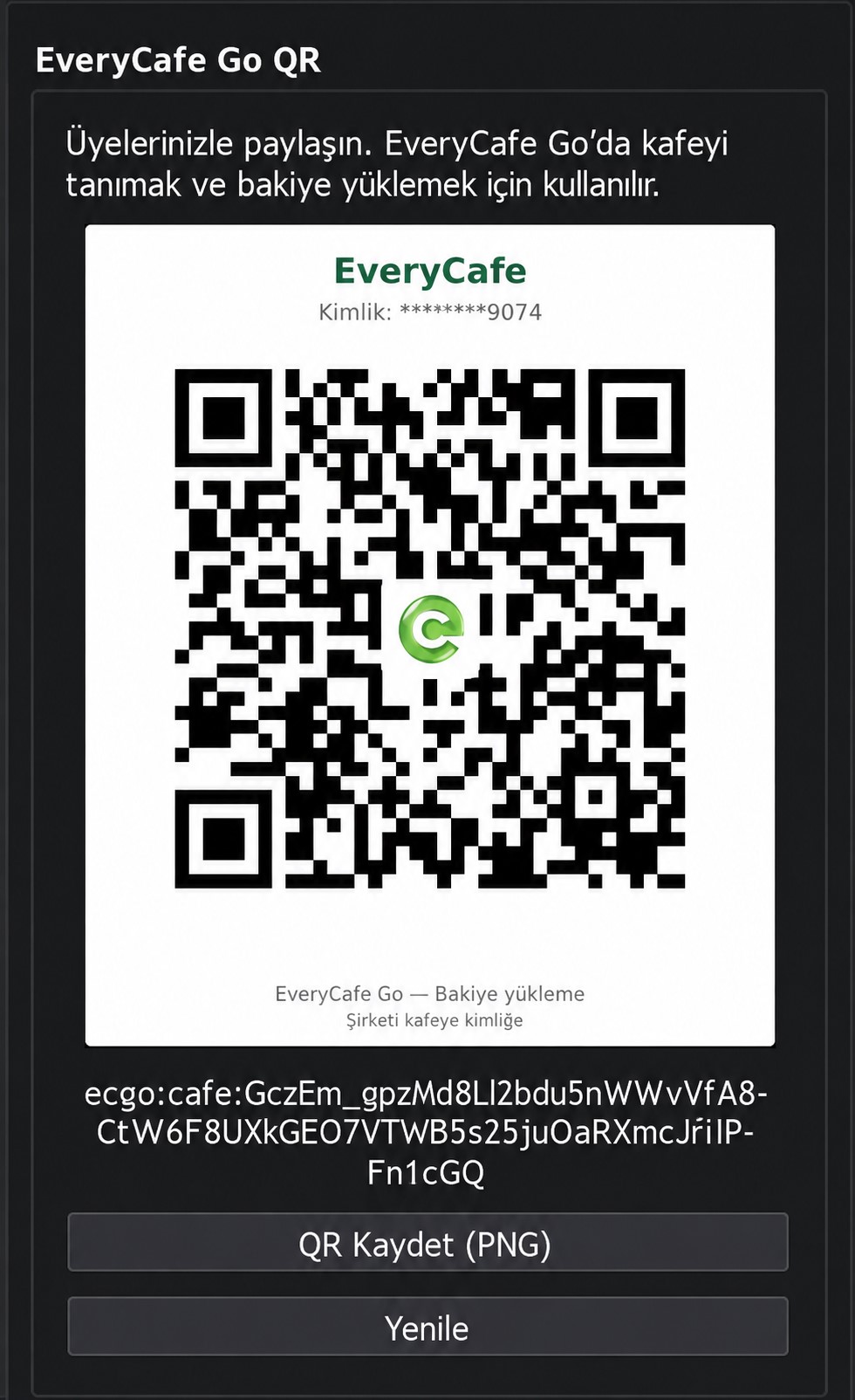 EveryCafe Go Kafe QR kodu